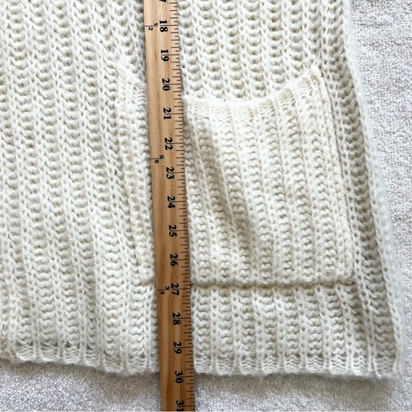 FREE PEOPLE OVERSIZED Deep Vee Patch Pocket Ivory Tunic Wool Blend - Picture 7 of 8